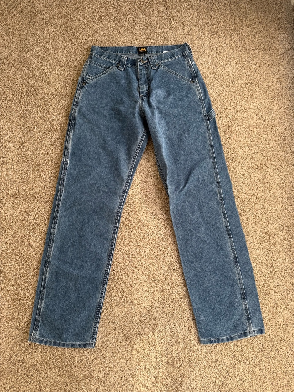 Lee Men's Straight Carpenter Jeans in Blue Denim